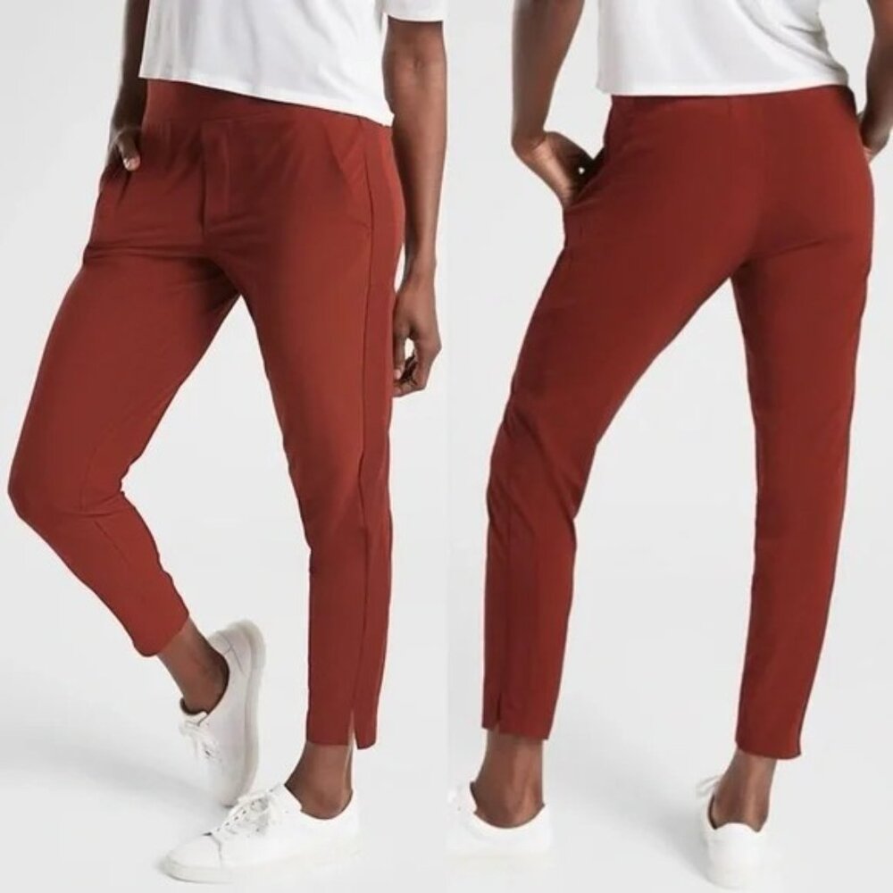ATHLETA womens PANTS rust BROOKLYN ANKLE lightweight ATHLETIC comfy SIZE 10